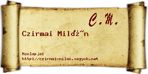 Czirmai Milán névjegykártya